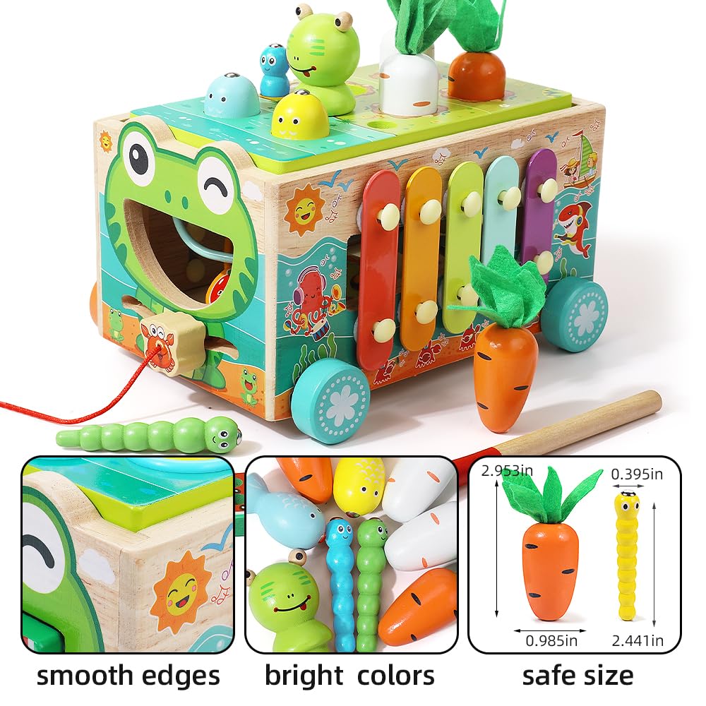 JAUNTY Toddler wooden Montessori fishing rod adds interactive learning