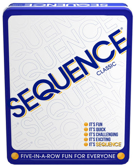 Jax Sequence in a Tin game board shown for strategic play and family gathering.