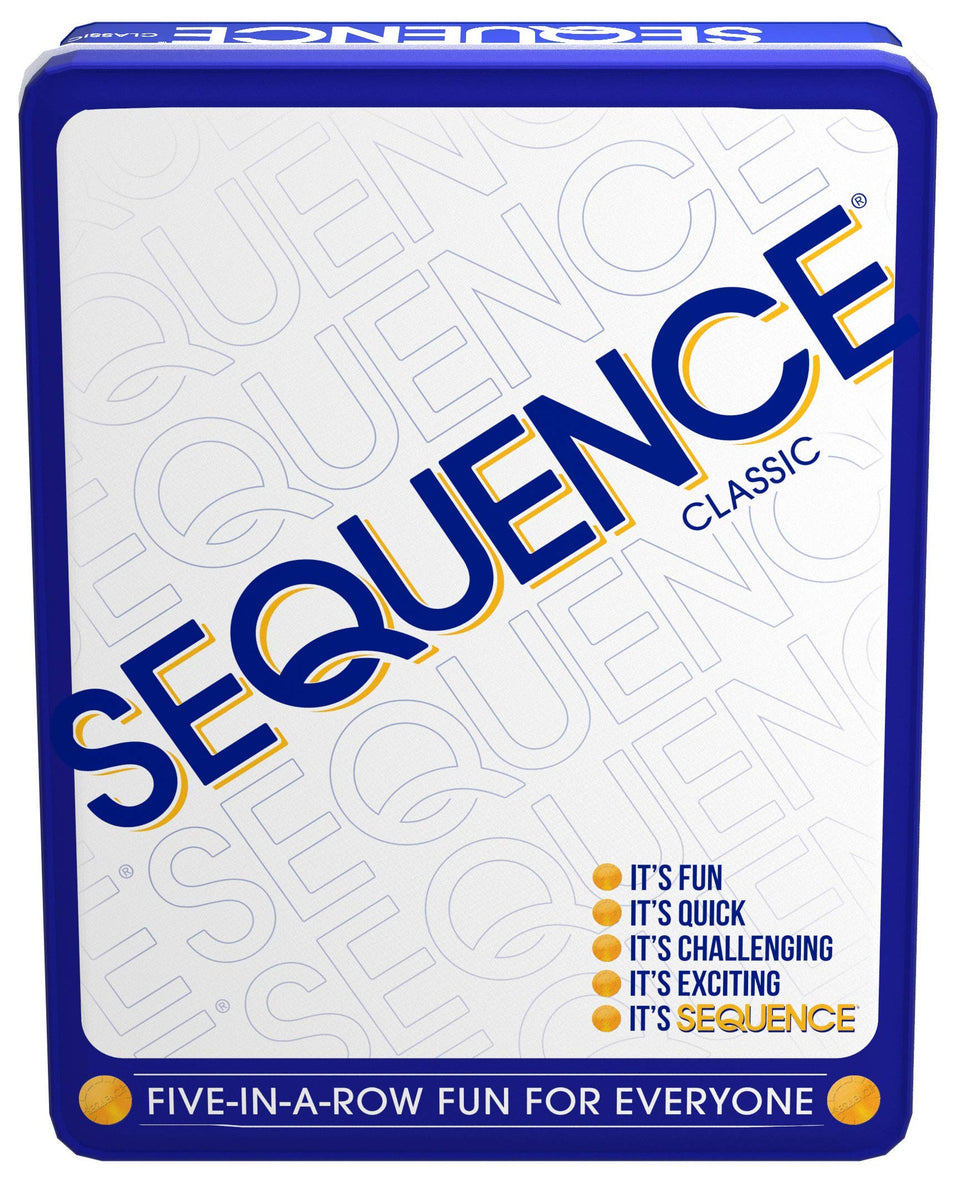Jax Sequence in a Tin game board shown for strategic play and family gathering.