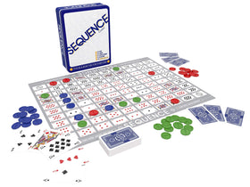 Jax Sequence in a Tin showing playing cards ready for quick rounds.