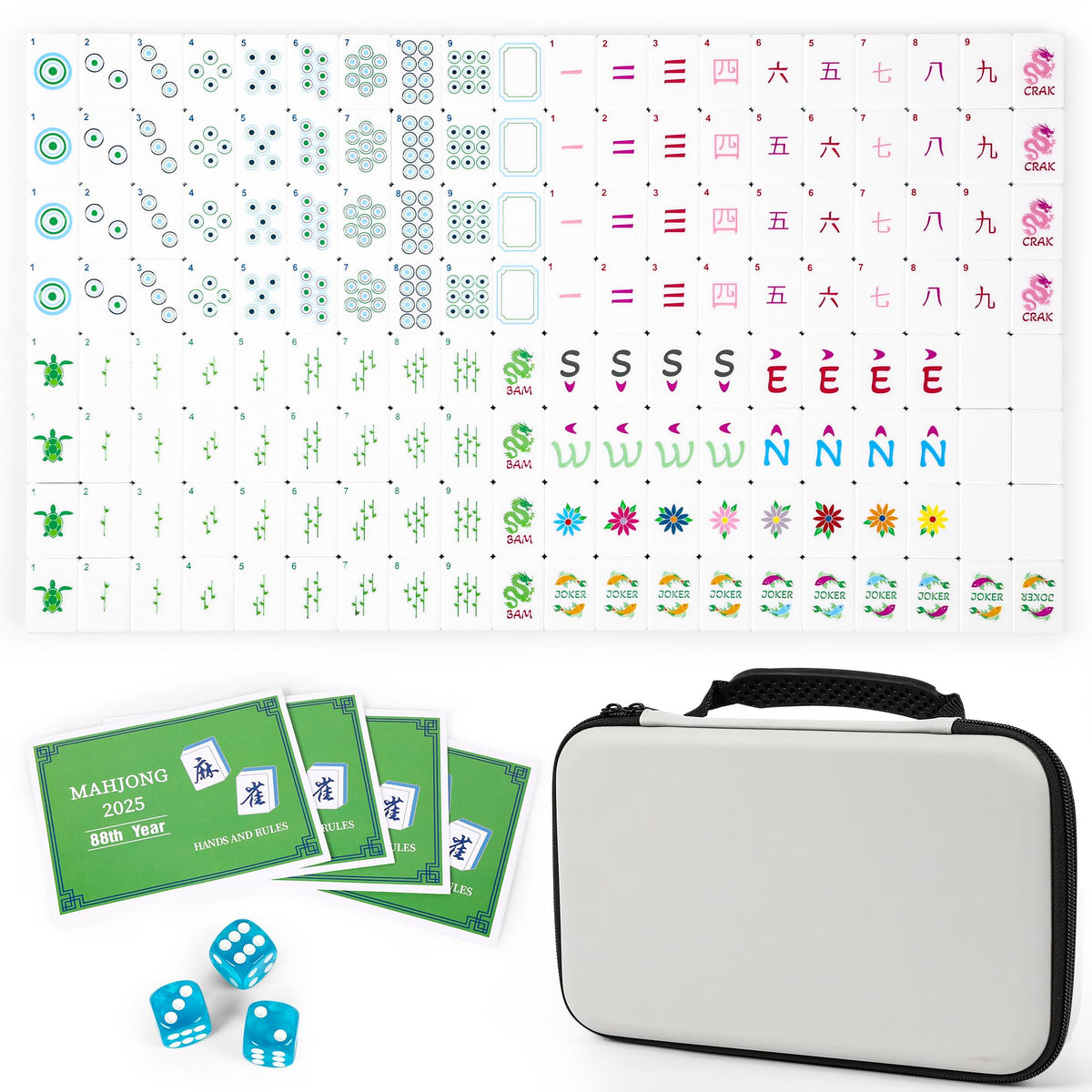 JaxCo Premium Mahjong tiles with compact design for smooth shuffling.