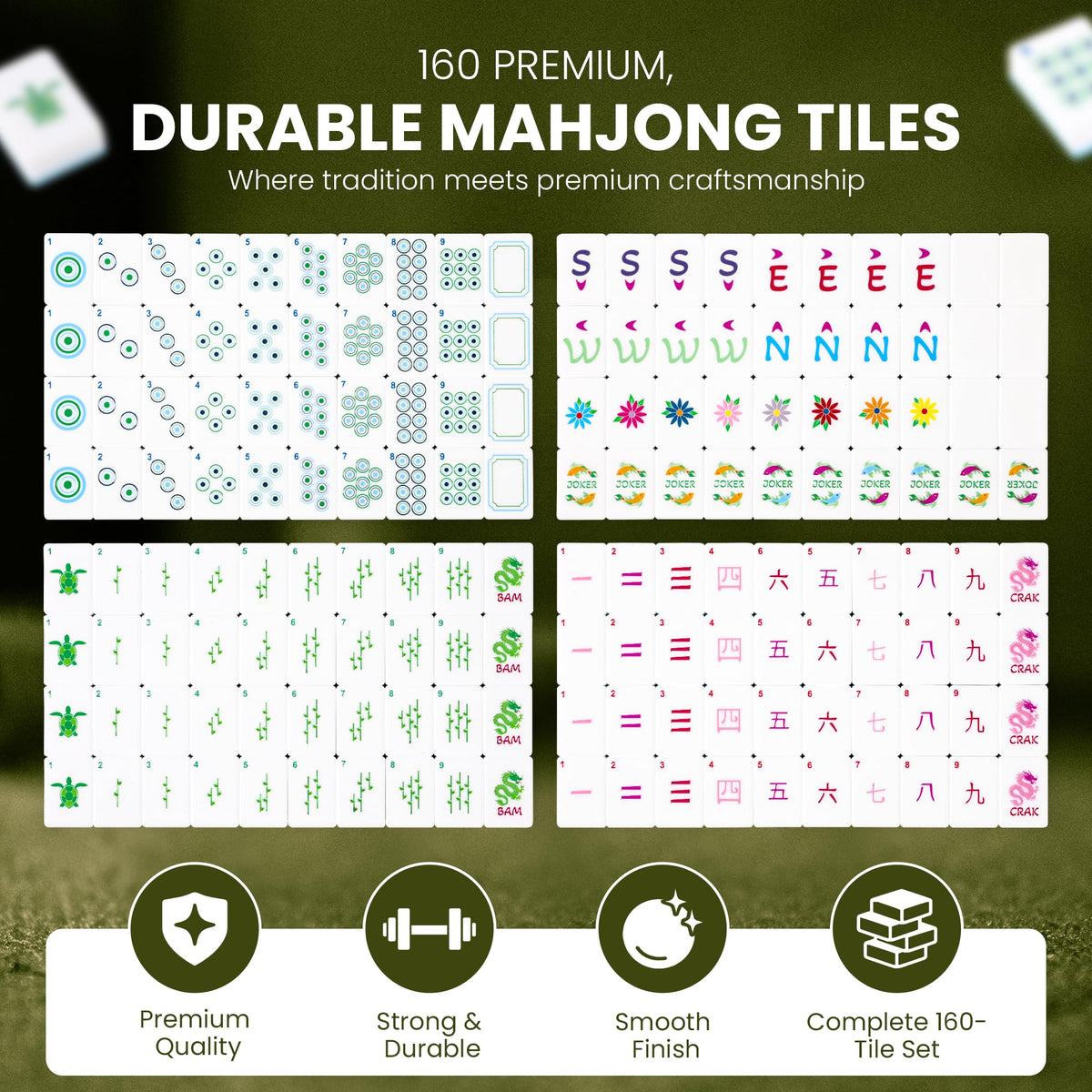 JaxCo two-layer tiles with clear laser-engraved patterns for easy reading.