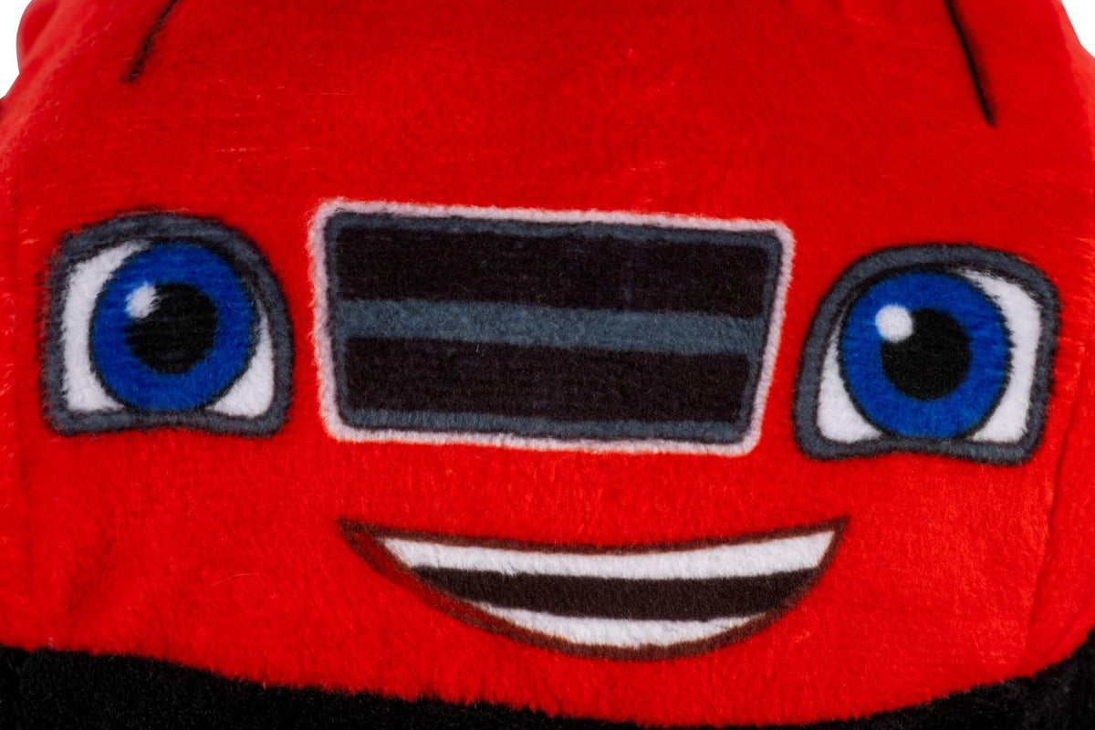 Red Blaze Monster Truck pillow buddy styling as decorative bedroom accent.