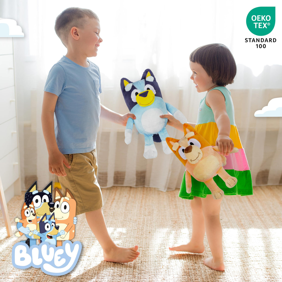 Jay Franco Bluey & Bingo plush pillows ideal for car travel and on-the-go comfort