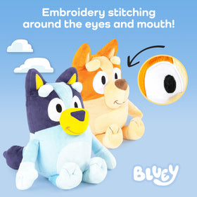 Bluey & Bingo pillows on a bed with coordinating decor by Jay Franco