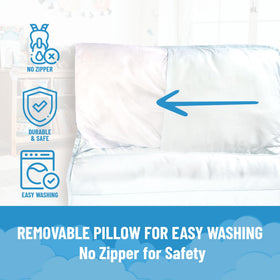 Removable pillow insert simplifies washing and replacement after adventures.