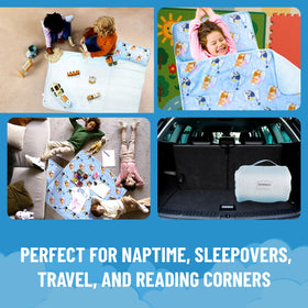 Built-in pillow area supports comfortable headrest during daycare travel.