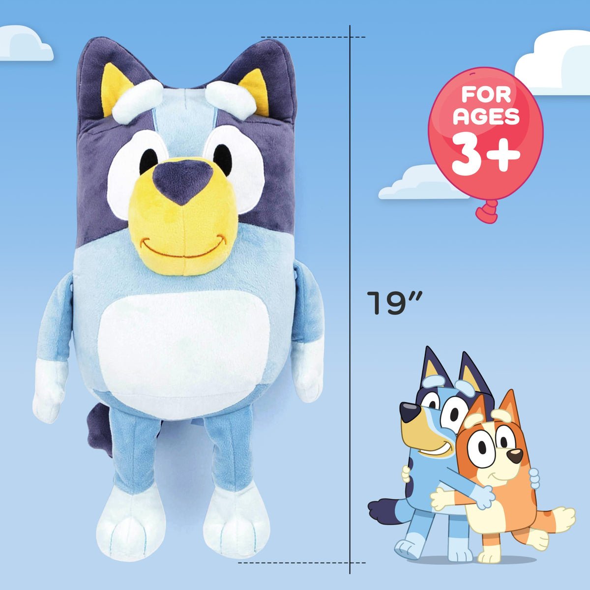 Jay Franco Bluey Pillow Buddy 19in side view offers comfortable support