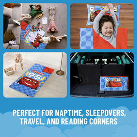 Jay Franco Cars slumber bag roll-up design saves space