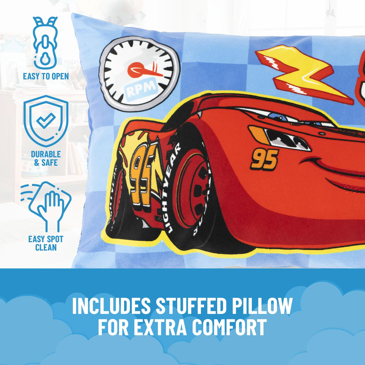 Jay Franco Cars slumber bag zipper closure for safe naps