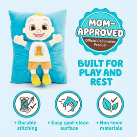 Jay Franco CoComelon front 3D design pillow ideal for naps and playtime.