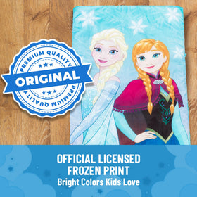 Jay Franco Disney Frozen Sparkle Slumber Sack bedtime scene with Elsa and Anna