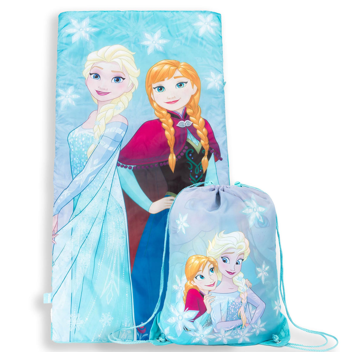 Jay Franco Disney Frozen Sparkle Slumber Sack front view shows cozy sleepover-ready design for kids