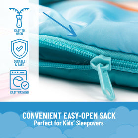 Jay Franco Disney Frozen Sparkle Slumber Sack open interior reveals soft microfiber lining for comfort