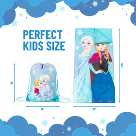 Jay Franco Disney Frozen Sparkle Slumber Sack side zip enables easy entry for kids during bedtime