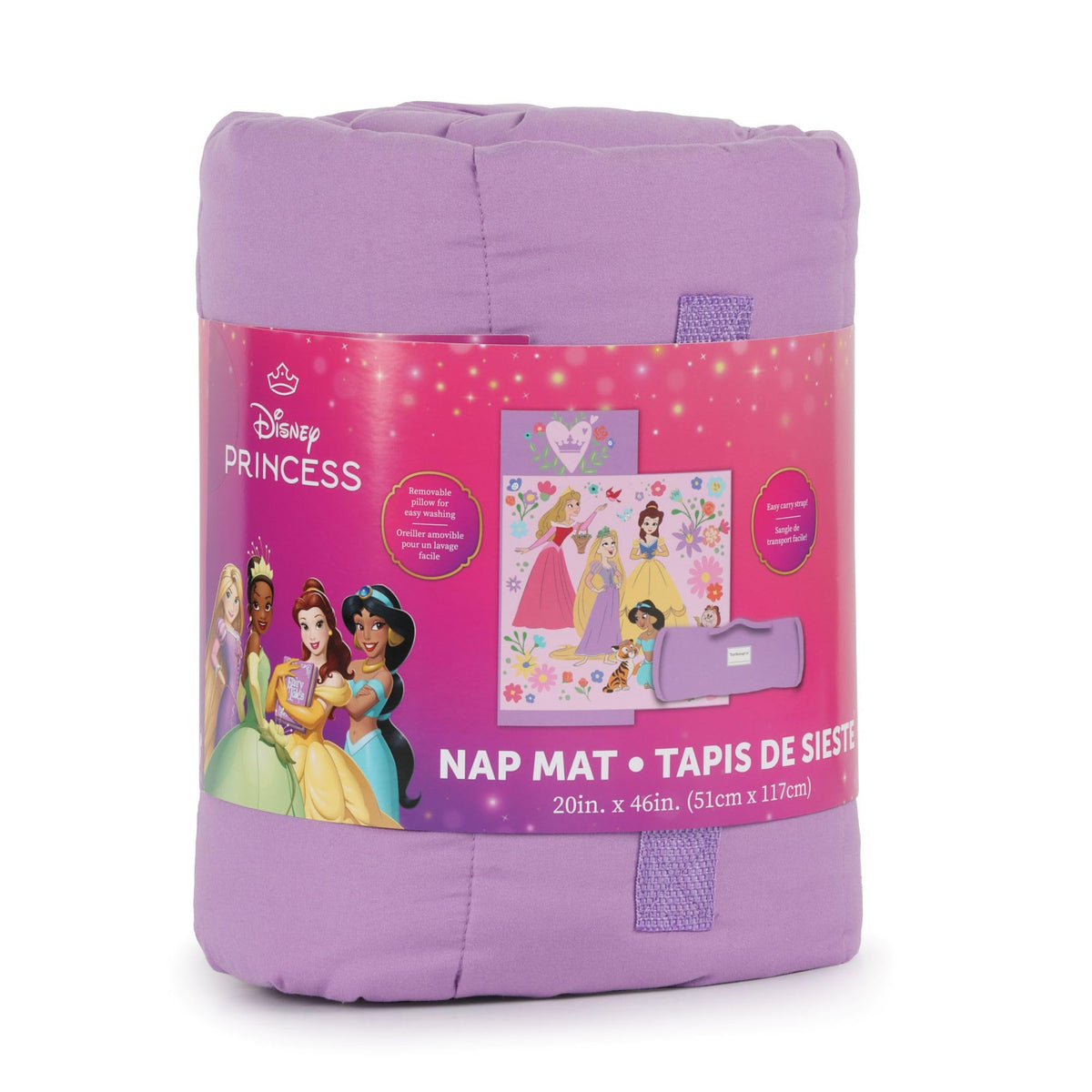 Jay Franco Disney Princess nap mat official license badge; authentic Disney design visible.