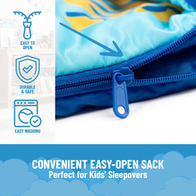 Jay Franco Toy Story slumber sack close-up shows soft brushed microfiber for comfort.