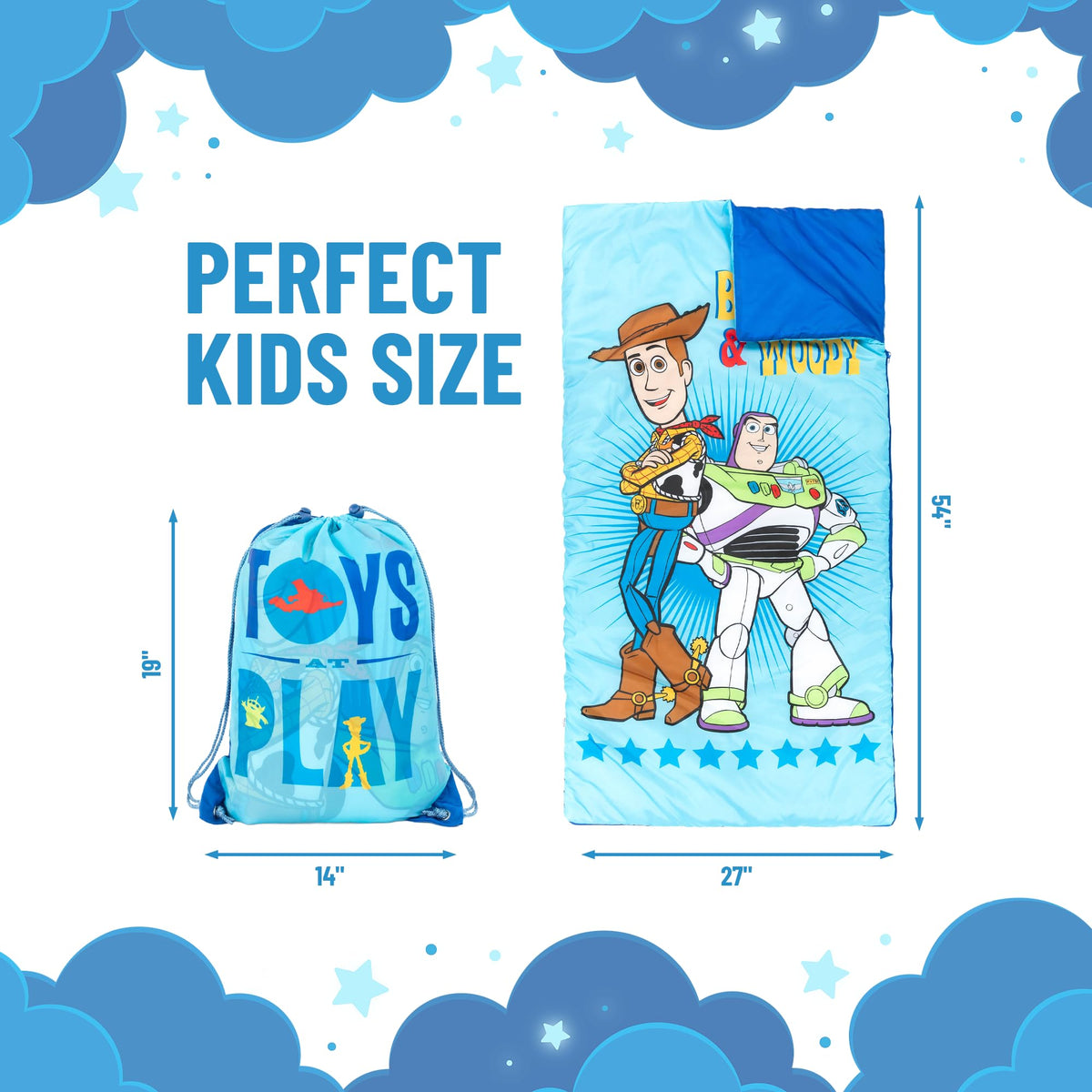 Jay Franco Toy Story slumber sack in a sleepover setup, perfect for sharing dreams.