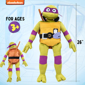 TMNT Donatello plush fabric close-up shows ultra-soft microfiber for snuggles.