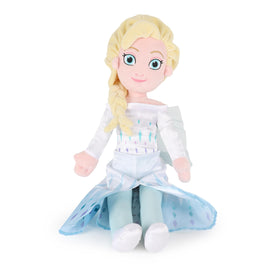 Elsa plush with ice-blue dress by Jay Franco for cuddly display