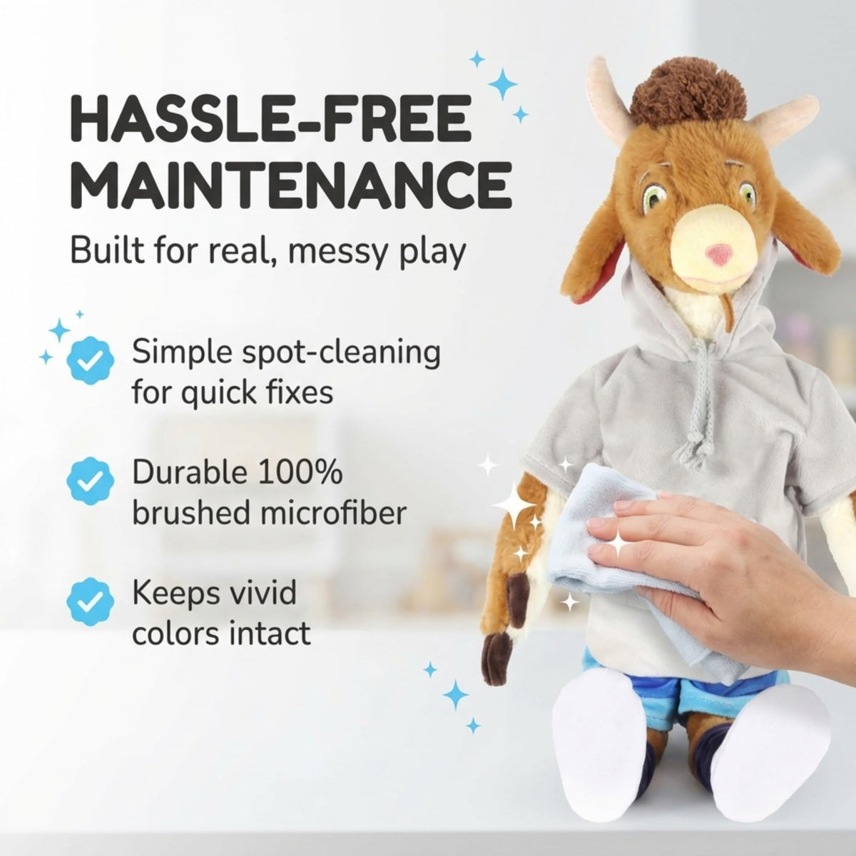 Jay Franco GOAT Pillow Buddy detail zoom emphasizes ultra-soft microfiber texture.