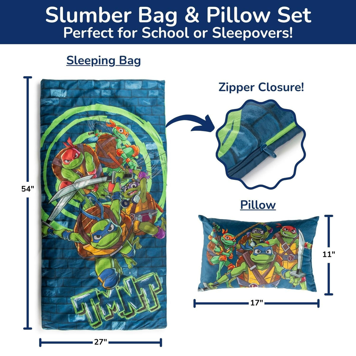 Jay Franco TMNT slumber pillow blue adds extra neck support during naps.