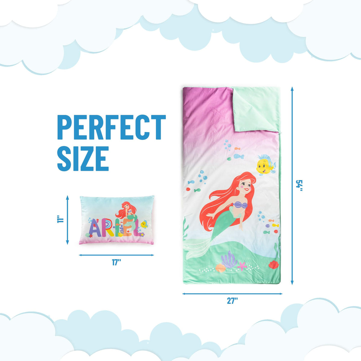Jay Franco Little Mermaid pillow adds plush head support for kids.