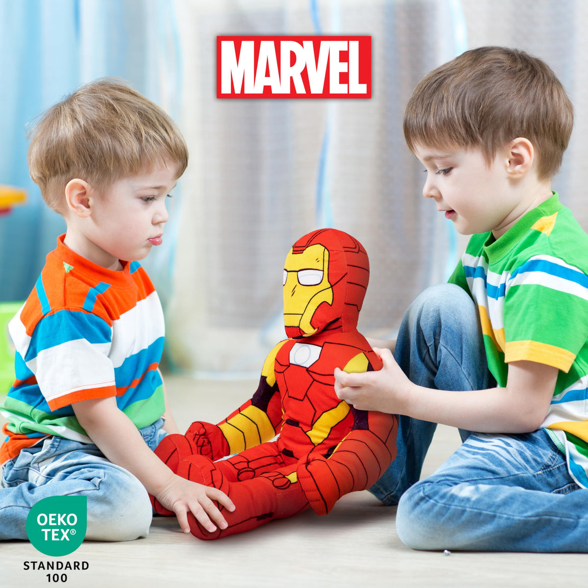 Jay Franco Marvel Iron Man pillow buddy car ride companion for calm travel.