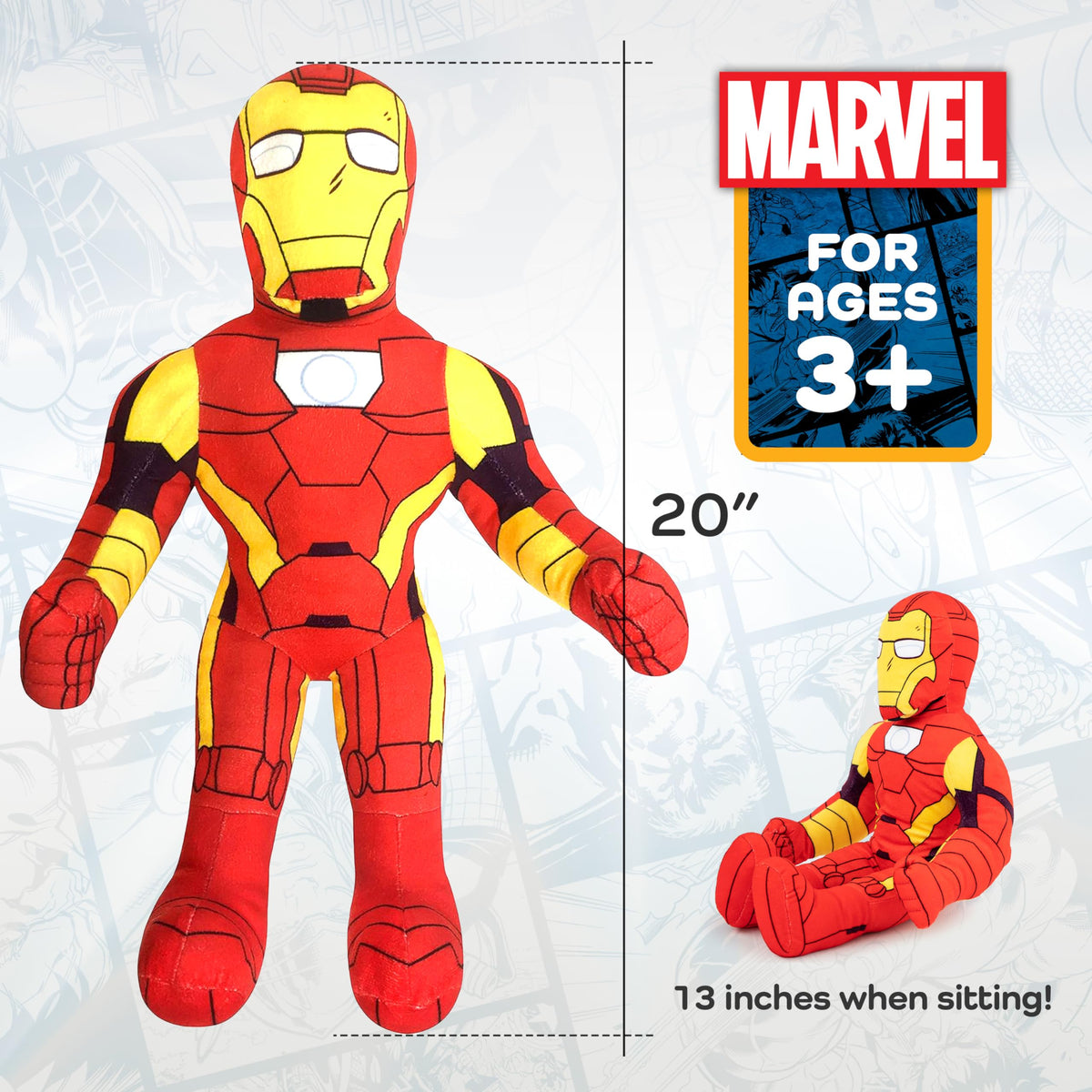 Jay Franco Marvel Iron Man pillow buddy side view keeps kids comfy during car rides.
