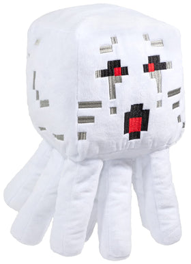 Ghast plush close-up highlights soft microfiber fabric and friendly Minecraft design.