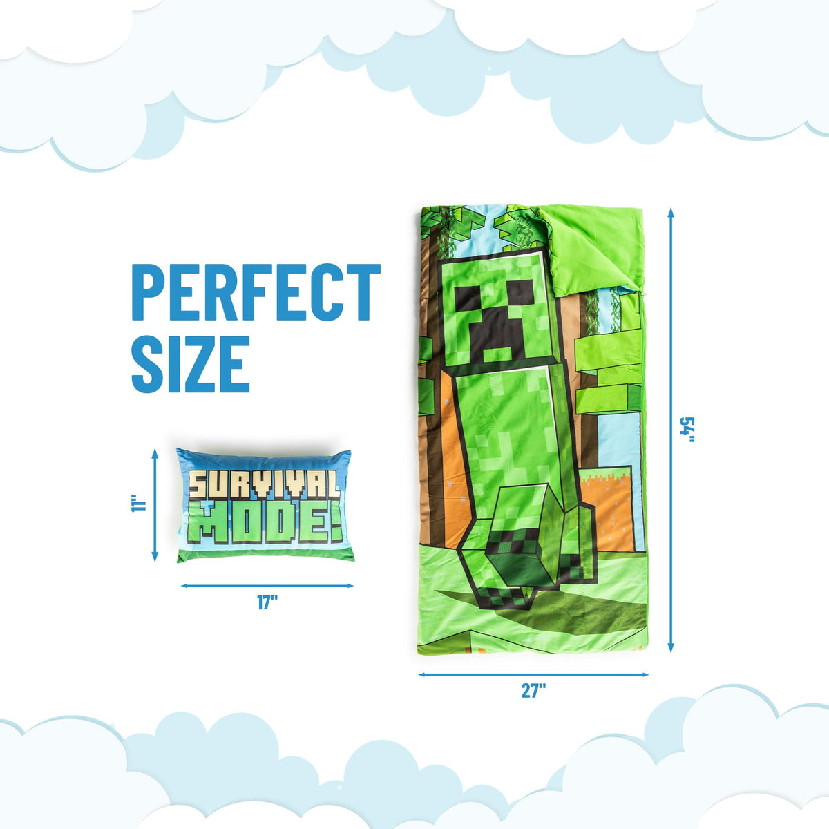 Jay Franco Minecraft slumber roll shows nap mat rolled for transport