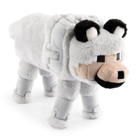 Jay Franco Minecraft Wolf Pillow Buddy in gray, a cozy bedtime companion for kids.