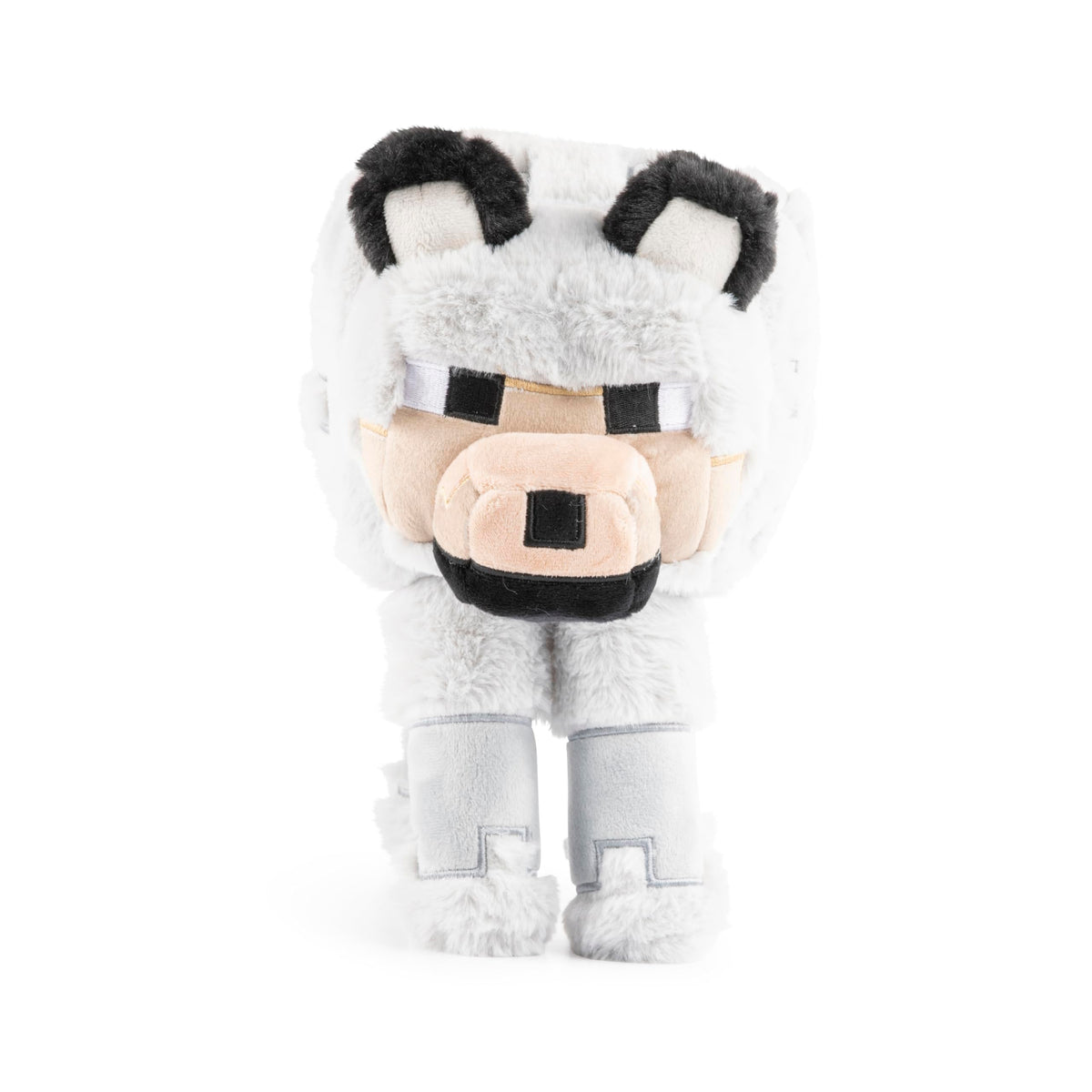 Side view of the plush wolf showing plush texture and cuddle appeal.