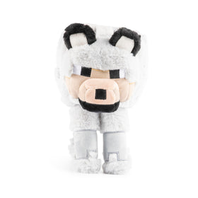 Side view of the plush wolf showing plush texture and cuddle appeal.