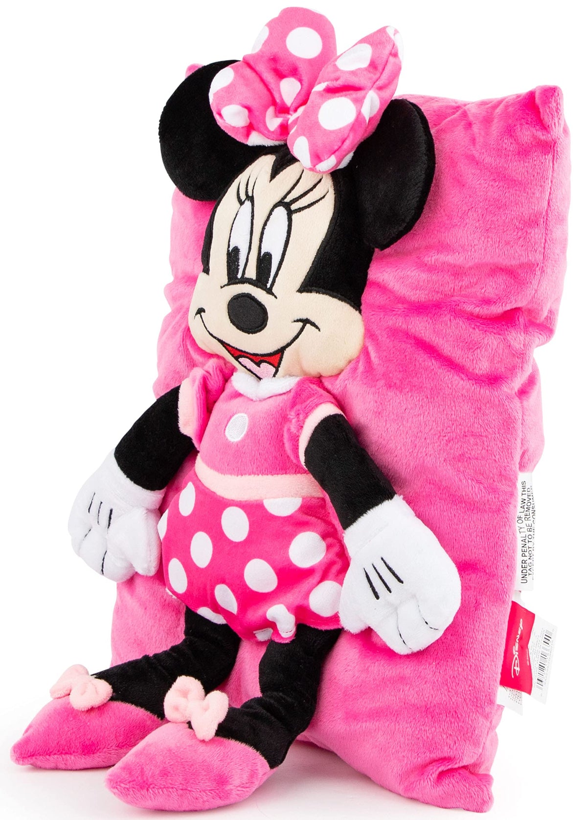 Jay Franco Minnie Mouse 3D snuggle pillow side view suitable for kids' rooms.
