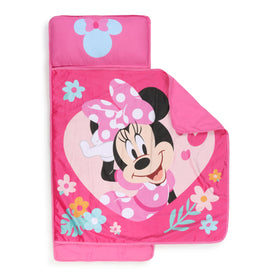 Jay Franco Minnie Mouse nap mat open layout showing blanket for quiet time.