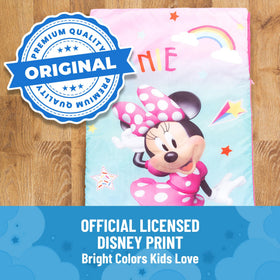 Jay Franco Minnie Mouse slumber sack packaged, ready for gifting.