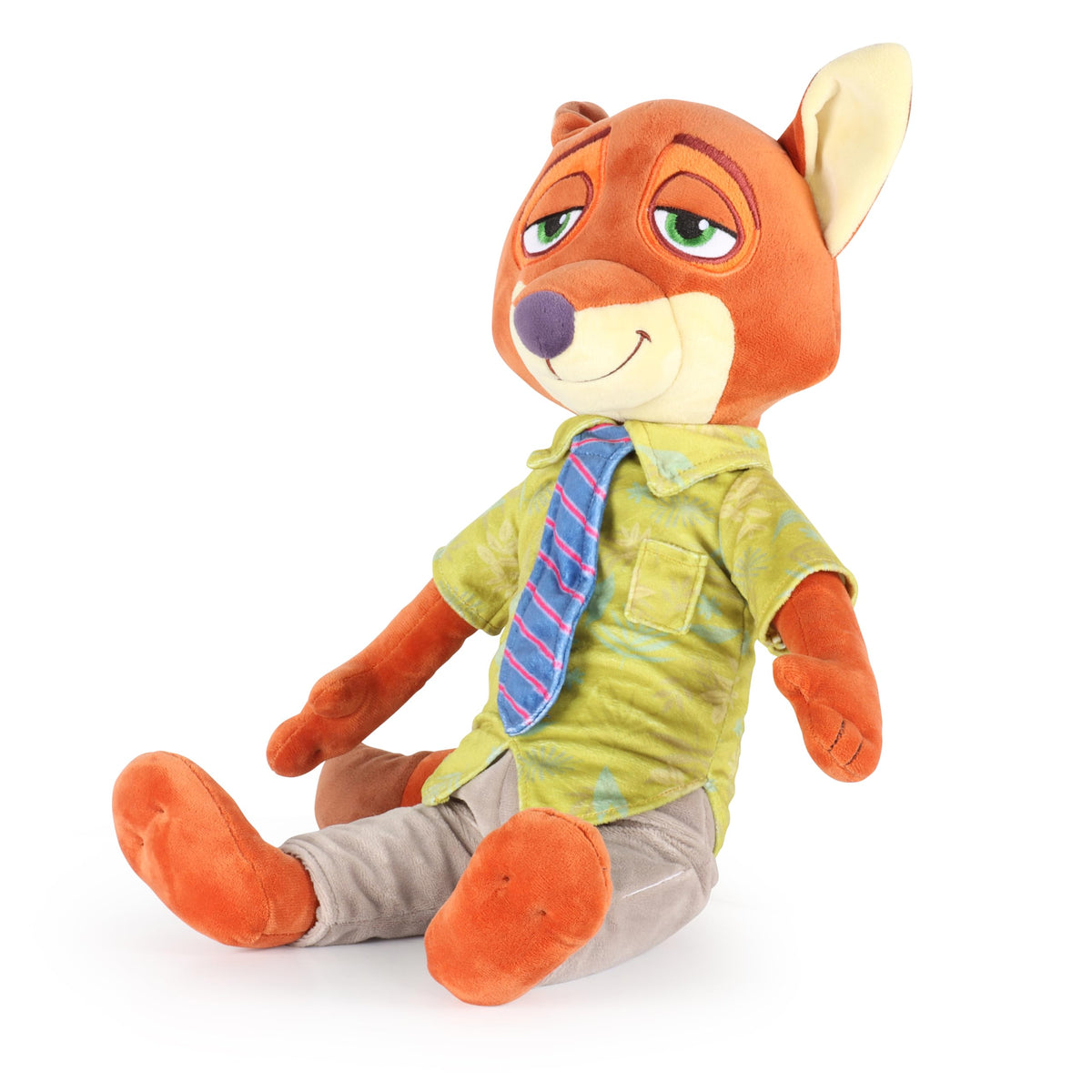 Jay Franco Nick Wilde plush pillow displays orange body and green shirt for bedtime decor.