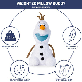 Jay Franco Olaf weighted pillow buddy closeup fabric, soft and comforting.