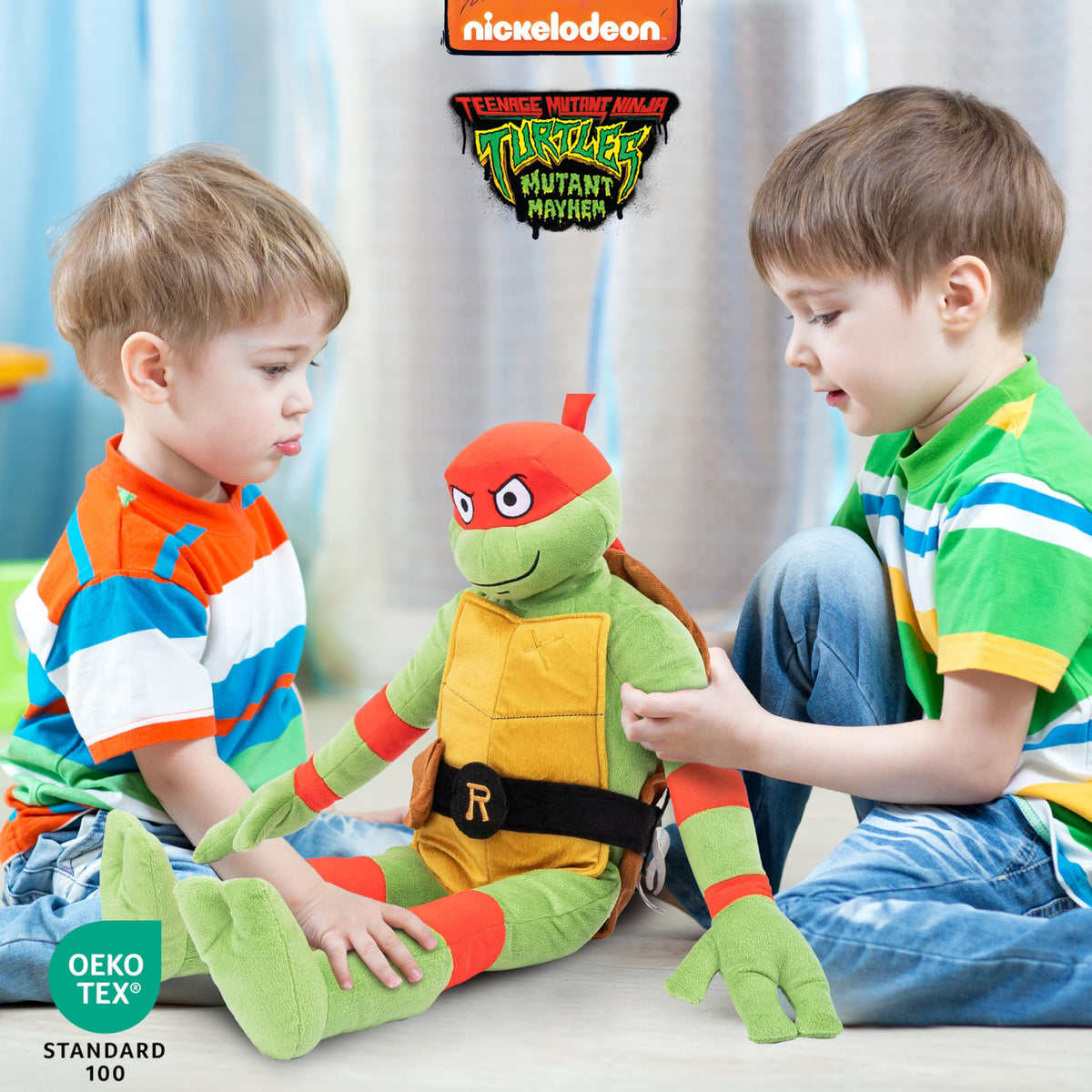 Jay Franco Raphael Pillow Buddy coordinates with TMNT bedding collection.