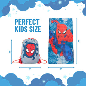 Jay Franco Spiderman slumber sack with zipper closure for easy packing and travel