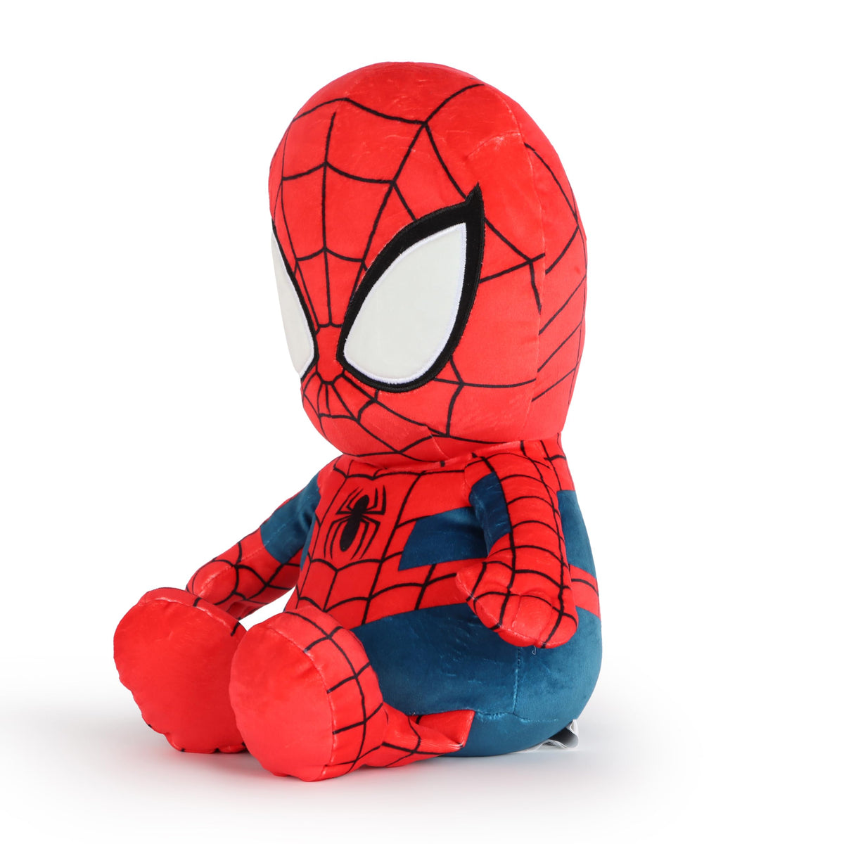Side profile of Jay Franco Spiderman weighted pillow buddy for lounging and reading.