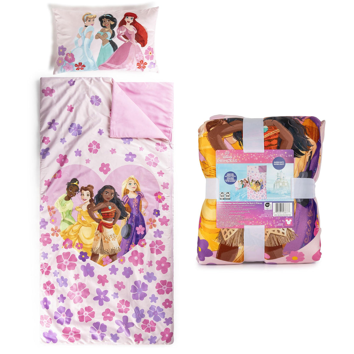 Jay Franco Princess slumber mat rolled for easy storage and travel