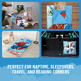 Jay Franco Spiderman slumber set rolls up for portable storage