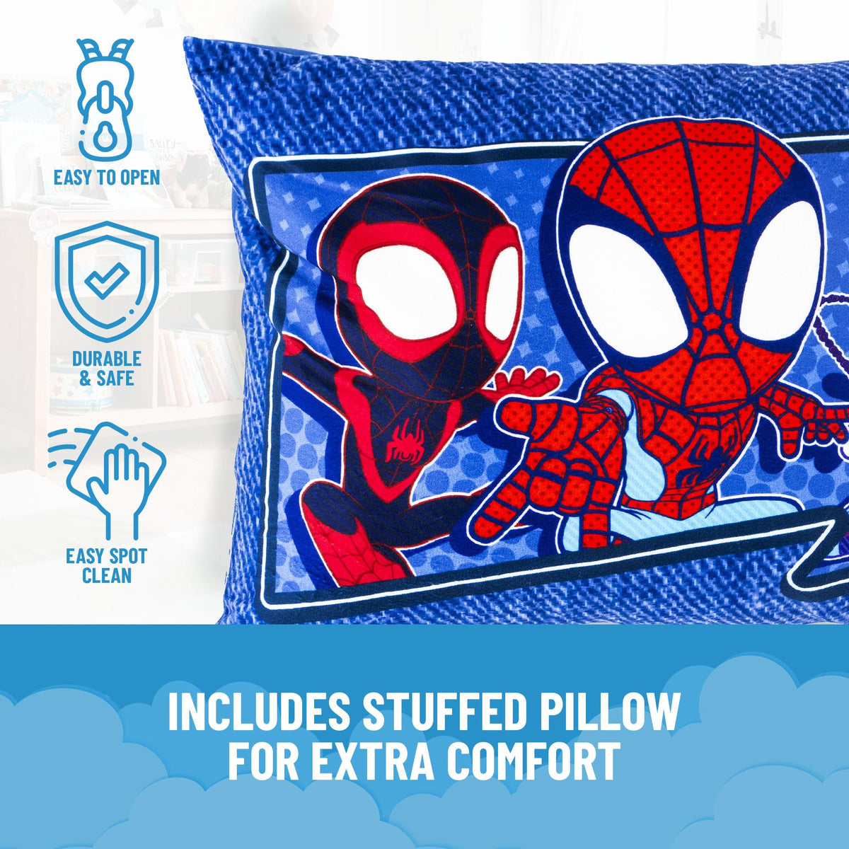 Jay Franco slumber set with zipper closure for safe indoor use