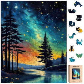Jazcimdo Northern Lights wooden puzzle pieces for adults, promoting focus and mindful play.