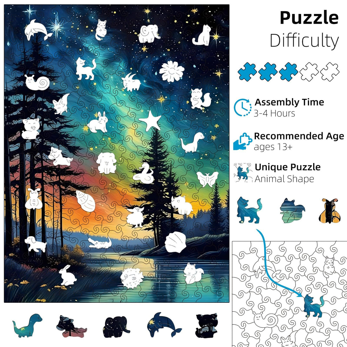 Jazcimdo thick wooden puzzle pieces feel solid and durable for repeated use.