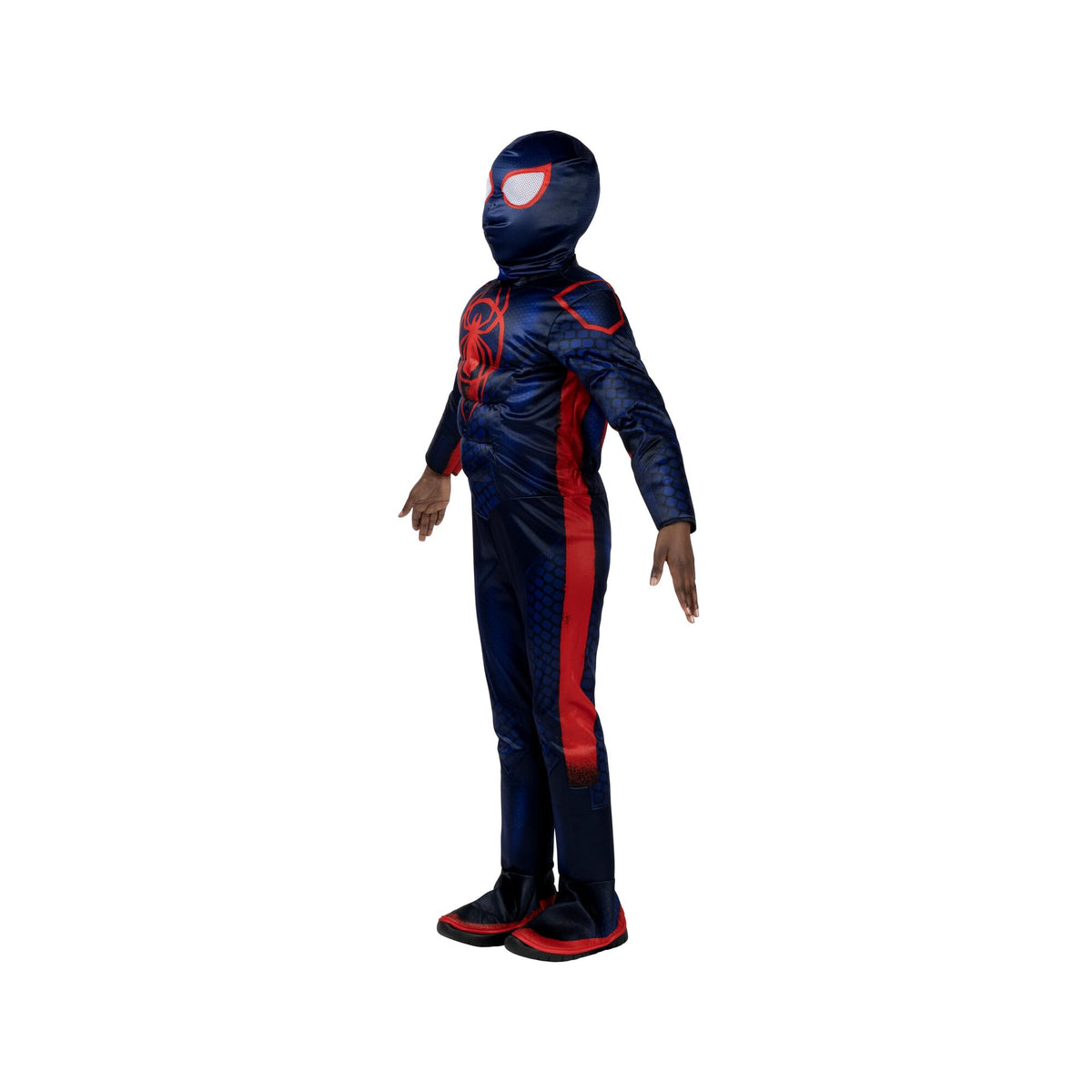 Muscle-filled jumpsuit detail showing heroic silhouette