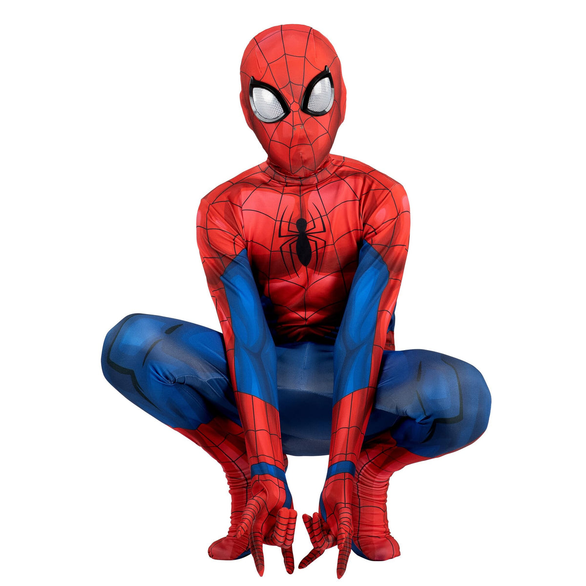 Jazwares Costume Play Spider-Man Youth Deluxe Zentai front view shows vivid print for heroic role-play