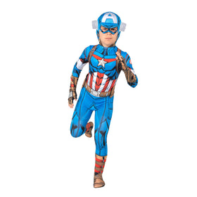 Jazwares Captain America youth deluxe Zentai jumpsuit front view for active play